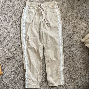 Anthropologie Maeve Tenley Twill Side Stripe Khaki Track Pant Joggers Sz S